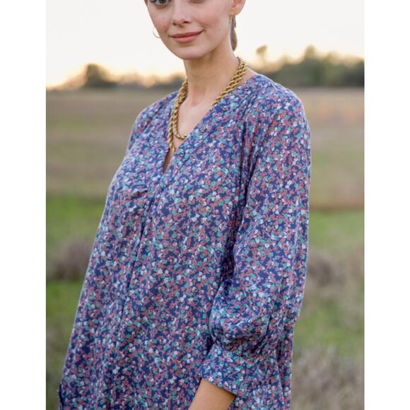 Mirth Palm Springs Caftan in Blue Florals Size Small - Picture 2 of 13